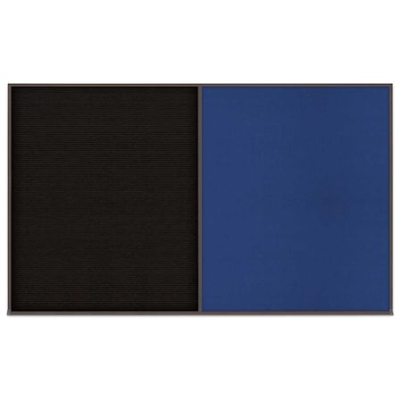United Visual Products Triple Door Radius Corkboard, 72"x36", Hea, UV7015RC-BLACK-FORBO UV7015RC-BLACK-FORBO